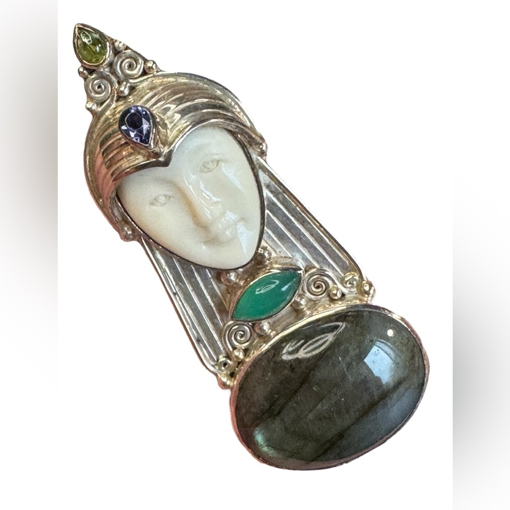 Sajen sterling silver 925 labradorite peridot amethyst GODDESS pendant brooch
